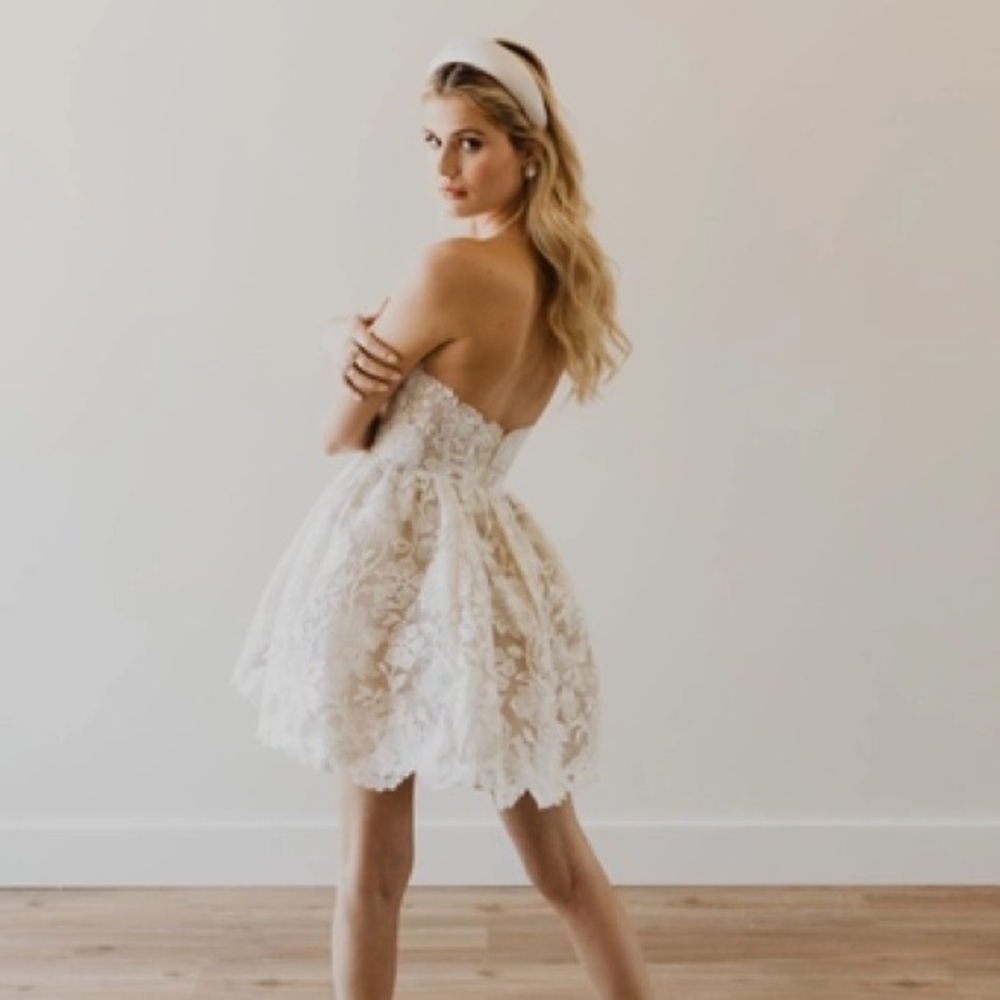 By Watters Strapless Little White Dress